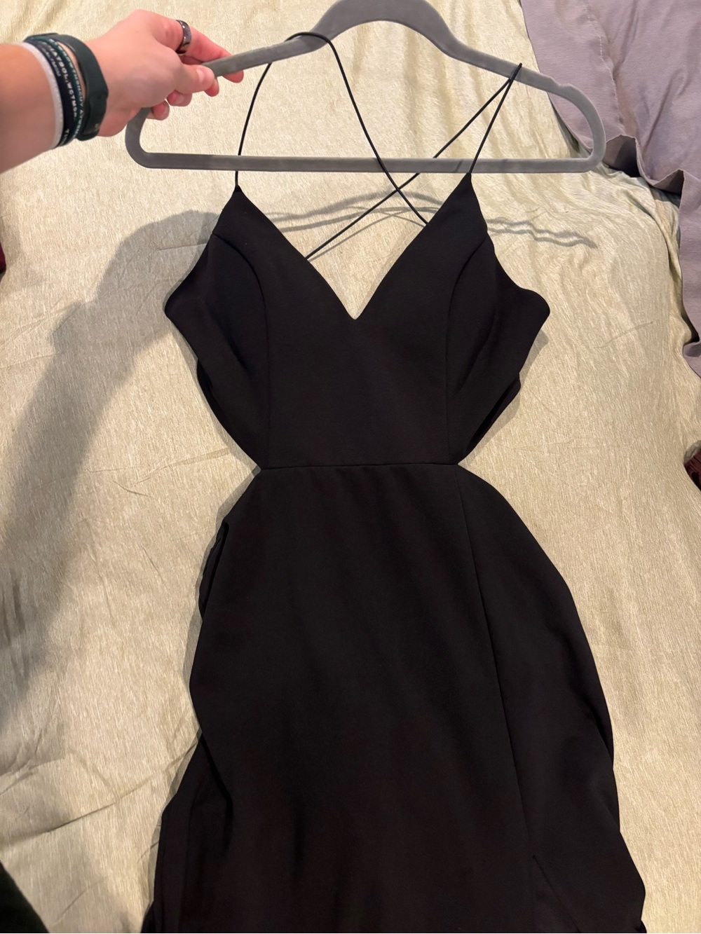 Windsor Black Crisscross Back Spaghetti-Strap Dress